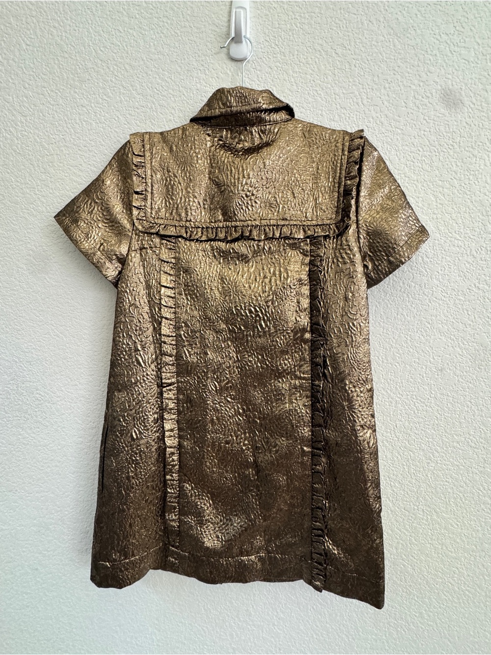 Anthropologie Metallic Bronze Short-Sleeve Shirt Dress size XS - Picture 4 of 8
